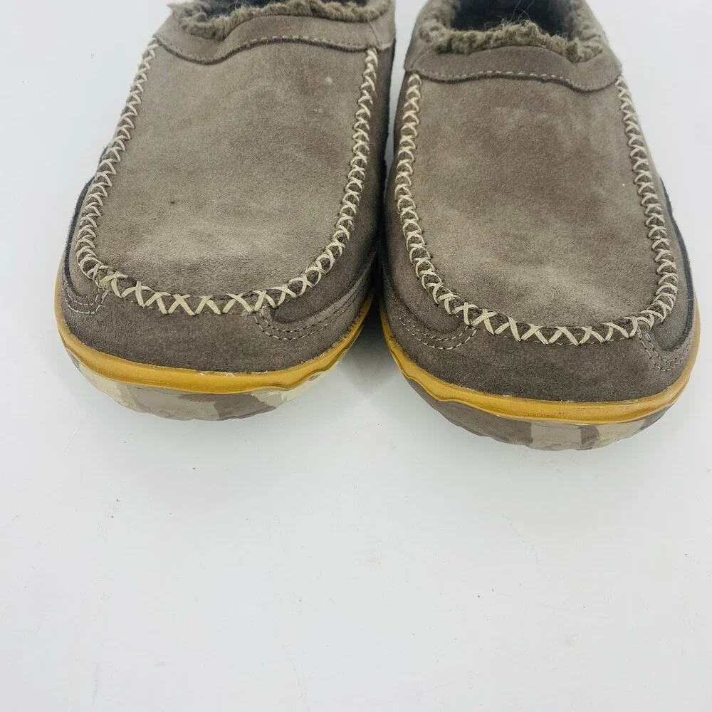 L.L.Bean Men's Mock Toe Slip On Scuffs Slippers Fleece Lined Gray Size 11
